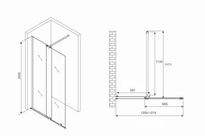душевая перегородка сдвижная abber ag09120b 120x200 чёрная