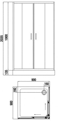 душевой уголок(ограждение) bandhours toledo 90