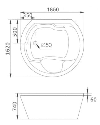 акриловая ванна с гидромассажем gemy g9053 k 185х162