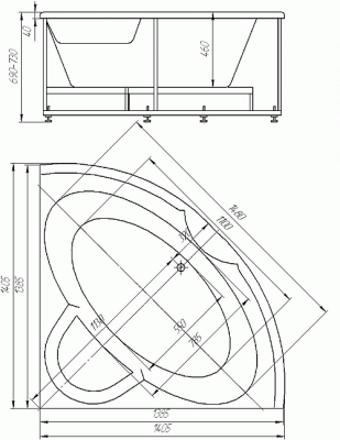 акриловая ванна акватек поларис 1 140x140
