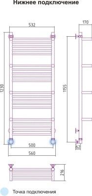 полотенцесушитель водяной сунержа богема с 4 полками 1200х500