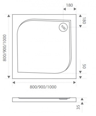 душевой поддон из искусственного камня bas квадро 90х90