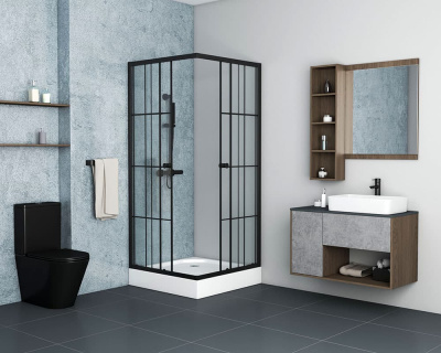 душевой уголок niagara ng-0180-14 с поддоном чёрный профиль