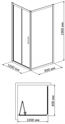 душевое ограждение bandhours snow/side 810 100х80 без поддона