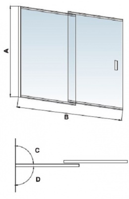 Шторка для ванны стеклянная RGW SC-40 сдвижная схемка