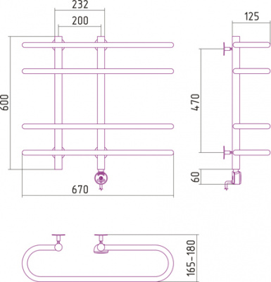 полотенцесушитель электрический сунержа фурор 600х700