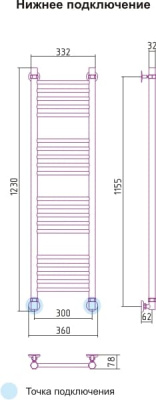 полотенцесушитель водяной сунержа богема 1200х300