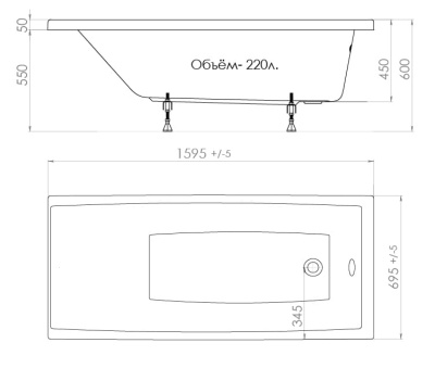 акриловая ванна тритон джена 160x70