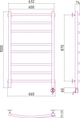 полотенцесушитель электрический сунержа галант 1000х600