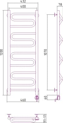 полотенцесушитель электрический сунержа элегия 1200х400