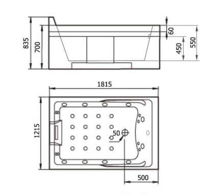 акриловая ванна с гидромассажем gemy g9061o 180х120