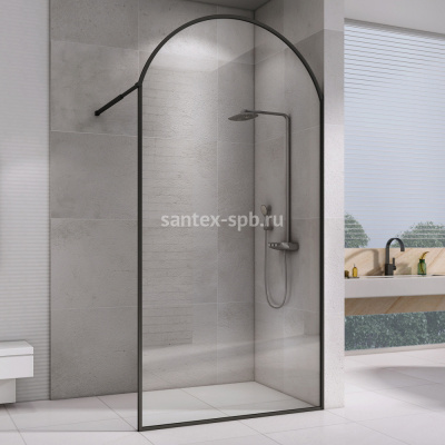 Душевая перегородка Abber AG64100BN8 100x230 Чёрная стеклянная