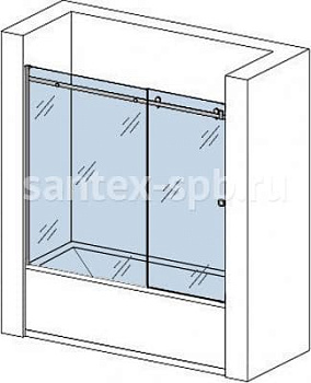 Шторка для ванной стеклянная на заказ TYPE-11 откатная дверь