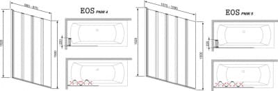 шторка для ванны стеклянная radaway eos pnw5 107