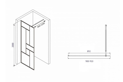 душевая перегородка abber ag63090b 90x200