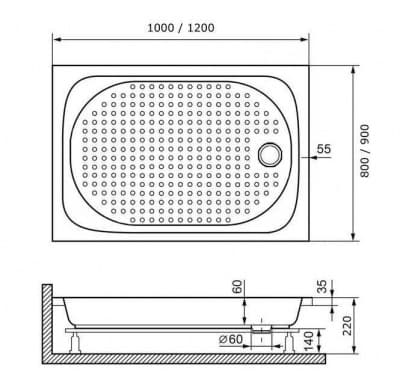 душевой поддон rgw lux/tn 100x90