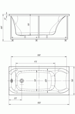акриловая ванна акватек альфа 150х70