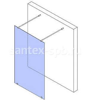 Душевая перегородка отдельностоящая стеклянная WoterGlass TYPE-66