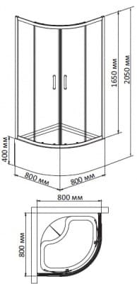 душевой уголок с поддоном bandhours martina 80