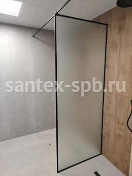 Душевая перегородка матовая 900x2300, Чёрный профиль