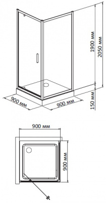 душевой уголок с поддоном bandhours frenk/side/square 99 90х90