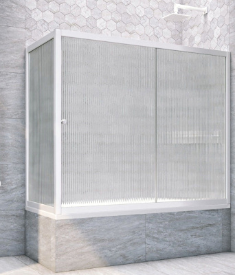 Стеклянная шторка для угловой ванны раздвижная ZV+ZVF  150 70 Рифленое Белый