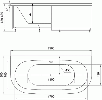 акриловая ванна акватек морфей 190х90