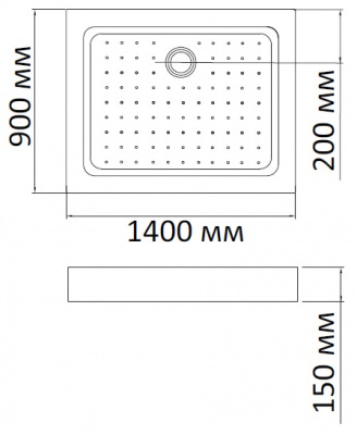 душевой поддон bandhours rectangular 914 140х90