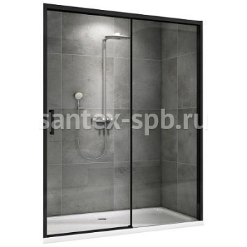 Душевая дверь в нишу ABBER AG93150B 150x200 Чёрная раздвижная
