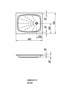 поддон душевой kolpa san samba 90х70