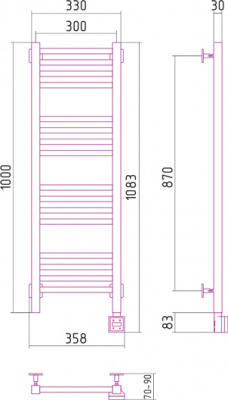 полотенцесушитель электрический сунержа модус 1000х300