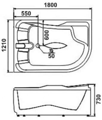акриловая ванна с гидромассажем gemy g9083b 180х122