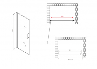 душевая дверь в нишу abber ag04090m 90x195 распашная матовая