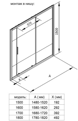 шторка для ванны стеклянная aquanet practic 150x150