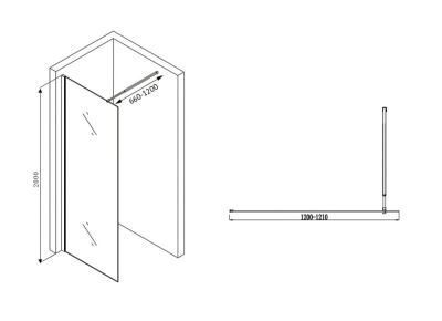 душевая перегородка abber immer offen ag61120b8 120x200