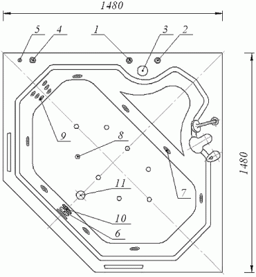 акриловая ванна акватек лира 148x148