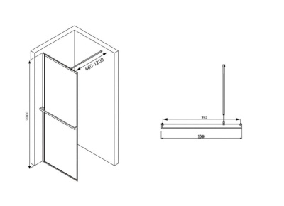 душевая перегородка abber immer offen ag60100b8 100x200
