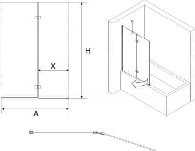 шторка для ванны avek fort b100 100х140