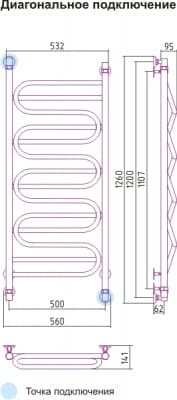 полотенцесушитель водяной сунержа иллюзия 1200х500