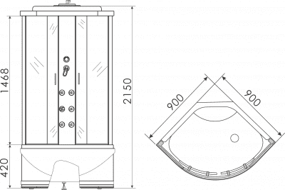 душевая кабина erlit er3509tpf-c4/c3 90х90