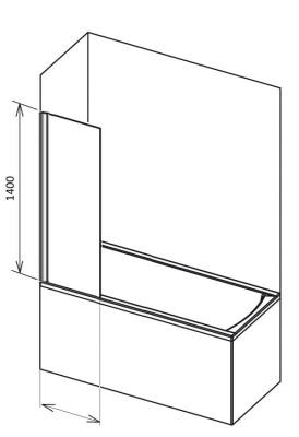 шторка на ванну неподвижная glassware type-1 30х140