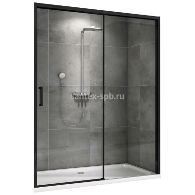 Душевая дверь в нишу ABBER AG93140B 140x200 Чёрная раздвижная
