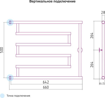 полотенцесушитель водяной сунержа high-tech l 500х650