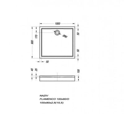 поддон душевой kolpa san flamenco 100х90