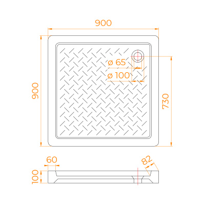 душевой поддон керамический квадратный rgw cr 90x90