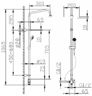 душевая система без смесителя bravat fit s d283cp-2a-rus