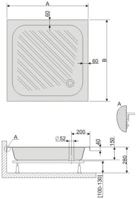 душевой поддон rgw b/cl 90x90