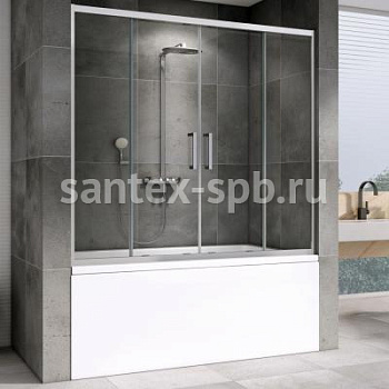 Шторка на ванну стеклянная ABBER 160x140 раздвижная