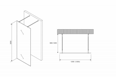душевая перегородка отдельностоящая abber ag68120b8 120x200