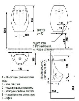 Писсуар jika сенсорный замена батареек